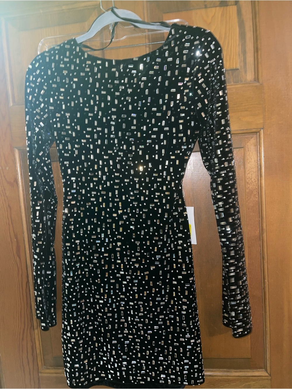 B Darlin Black Long-Sleeve Sequin Bodycon Dress